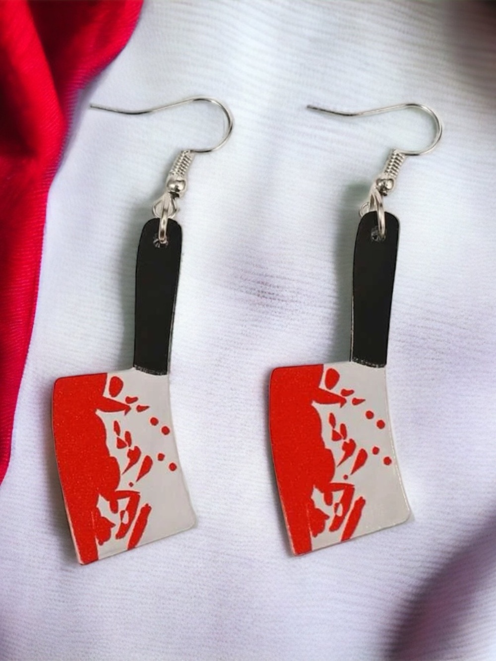 Bloody Cleaver Knife Halloween Earrings NWT